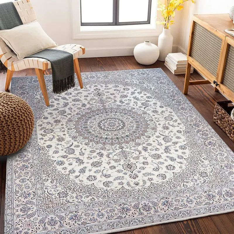 VIKAMA Distressed Vintage Persian Rugs, Bohemian Living Room Rugs, Non-Slip and Durable Bedroom Rugs, Home Decor