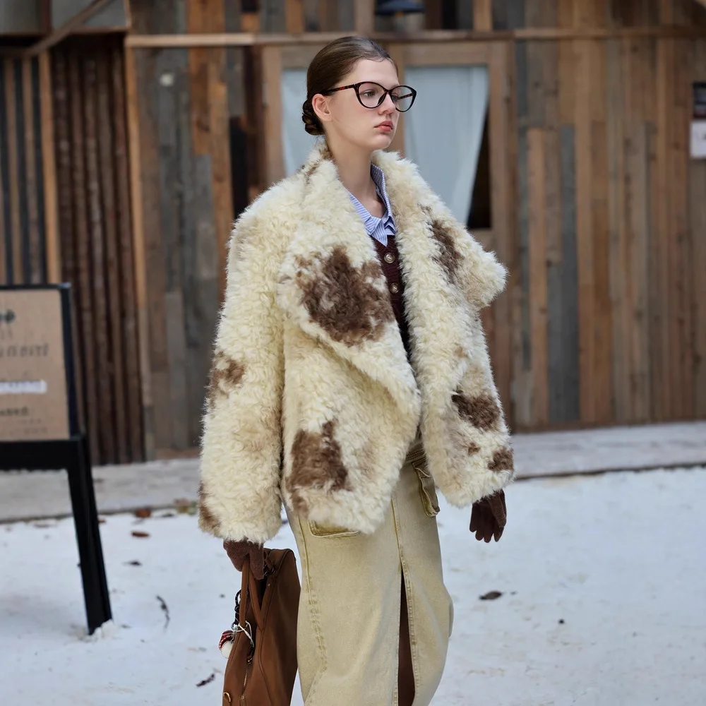 سيدة ايكو الفراء أبلى فضفاضة تنوعا الإناث أفخم معطف مصممة المرأة الشتاء فرو المنك سترة اللون منعت كبير الفراء طوق فضفاض #1