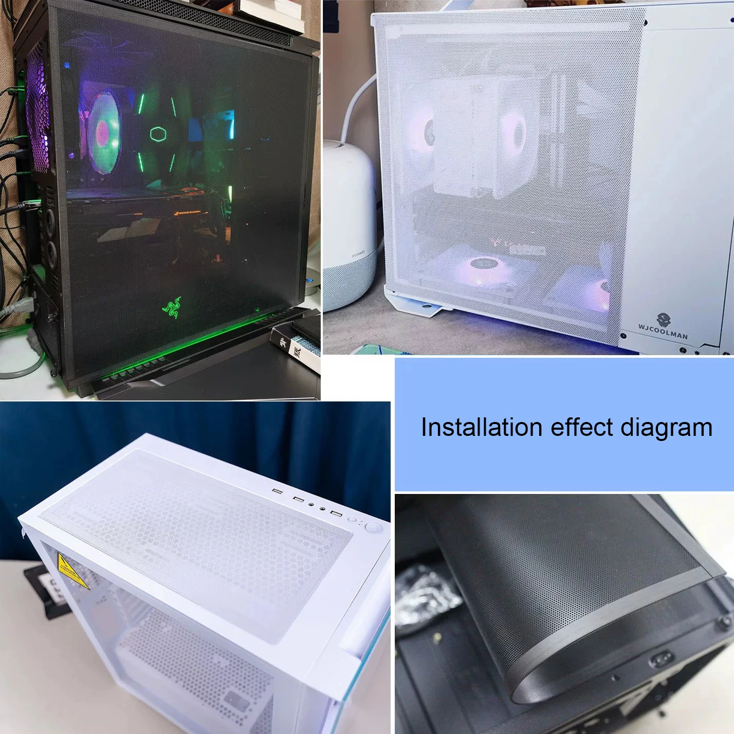Magnetic Suction Dustproof Mesh Side Panel Cover for Desktop Computer Host Ventilation Heat Dissipation Chassis PVC Material
