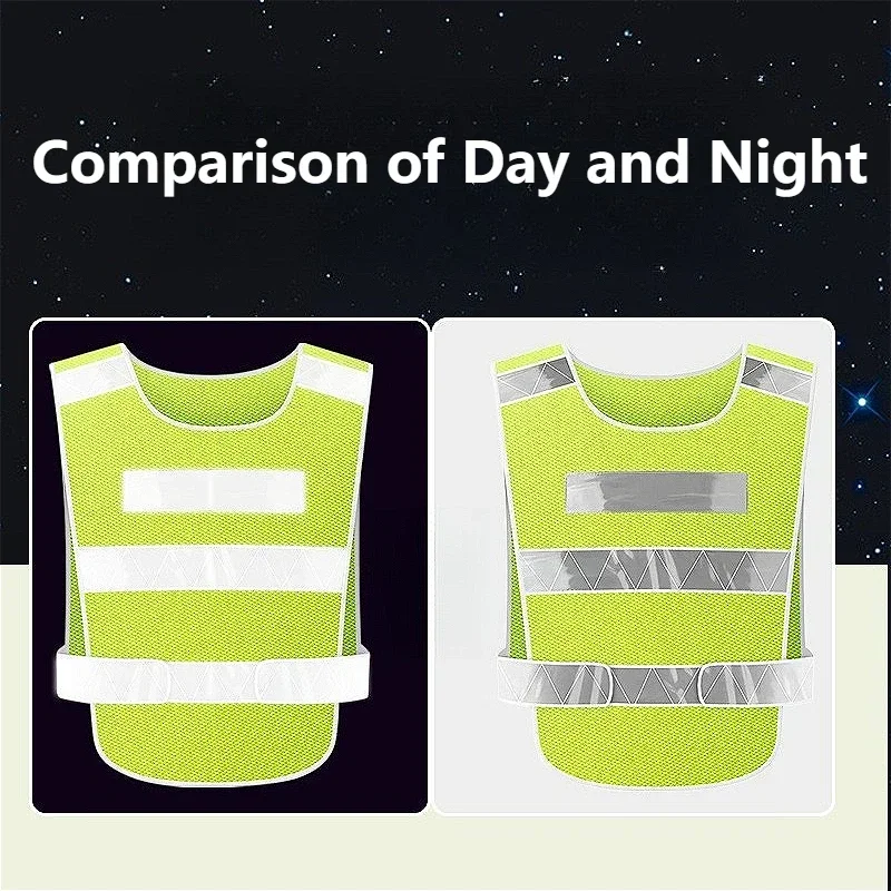 반사 보안 재킷 조정 가능한 민소매 안전 조끼 야외 달리기 스포츠를위한 통기성 안전 의류 작업복