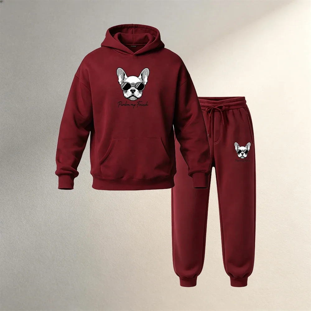 Men's Clothing Hoodies Sets 2 Pieces Autumn Winter Men Fashion Sports Casual Pullover Warm Sweatshirt+Jogger Pants Daily Outfits