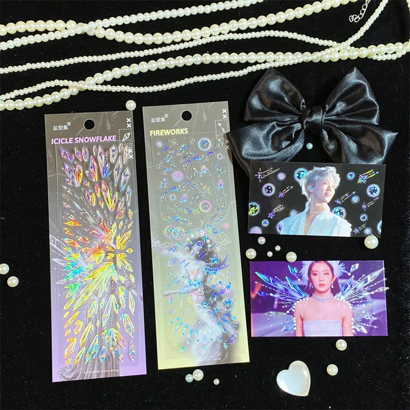 Creative Holographic Laser Sticker Diy Scraping Happiness Planning Diary Idol Card Stationery Decoration Sticker Art Supplies