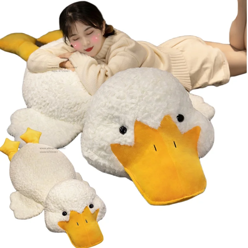 one piece Giant Duck Plush Toy Stuffed Big Mouth White Duck lying Throw Pillow for Boy Girl Nap Sleeping Cushion Pregnant