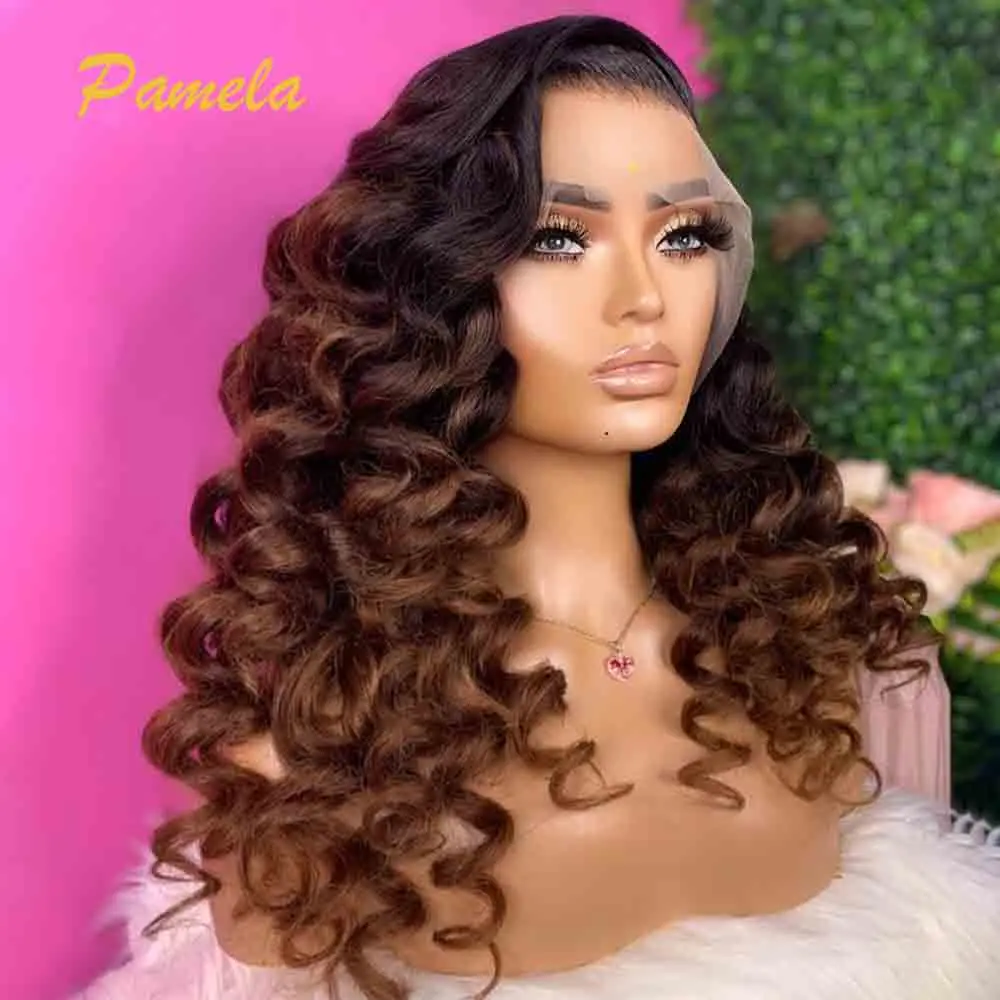 Highlight Deep Wave Ombre 1b 4 Colored Glueless Wig Human Hair Ready To Go Honey Blonde 13x6 HD Transparent Lace Frontal Wigs