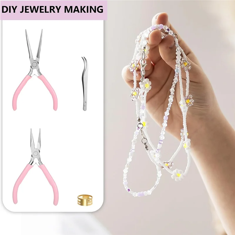 Set di pinze per la creazione di gioielli, pinze a becchi ad ago/pinze a becchi tondi/pinzette, pinze a becchi a catena pinze artigianali per piegare il filo