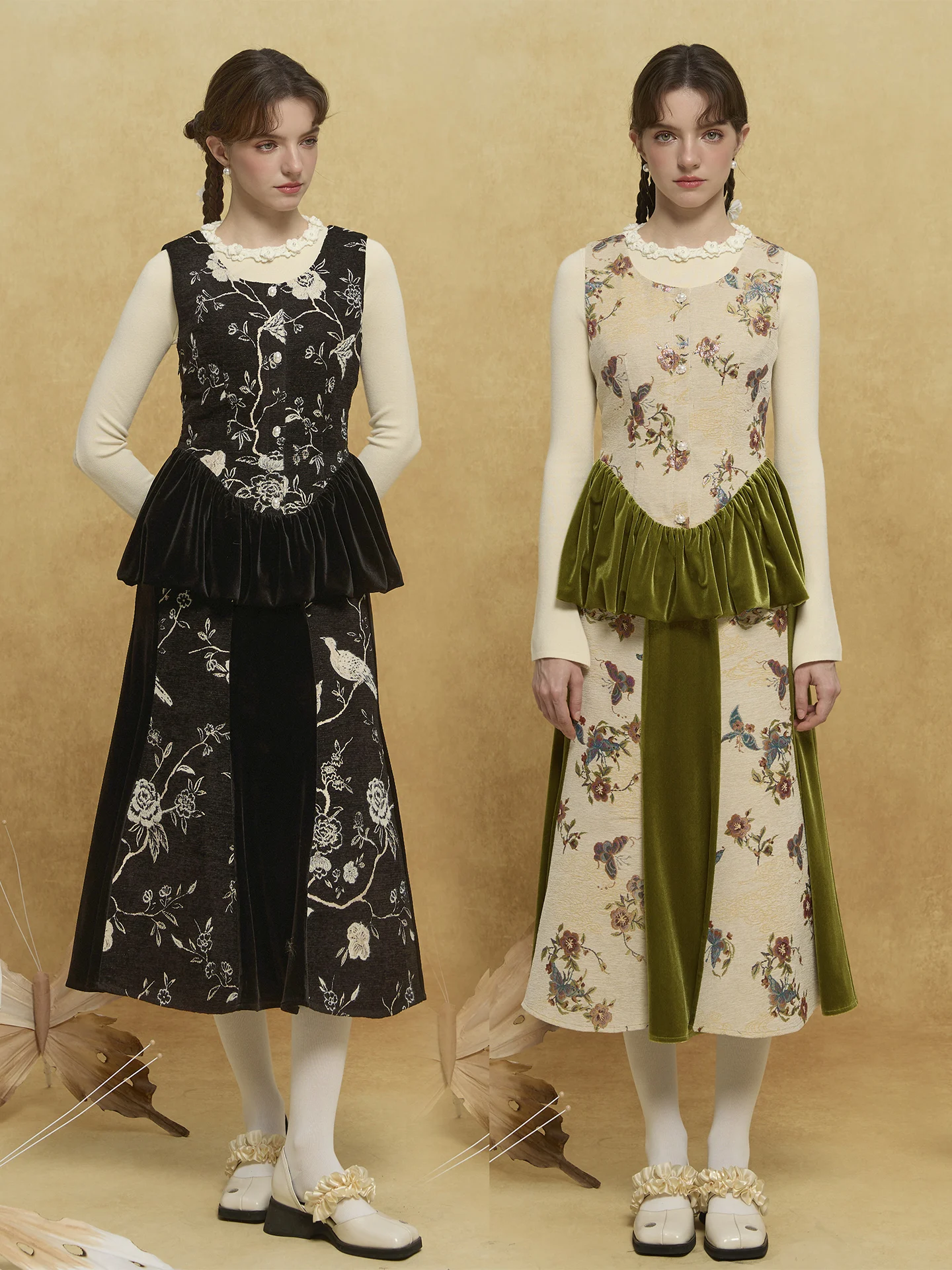 

Новый оригинальный дизайн: бархатный топ с пэчворком, утягивающий талию, с цветочной вышивкой Hebe Sle, круглый вырез, укороченный жилет