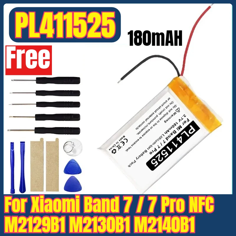 

3.87V 180mah PL411525 Watches Batteries for Xiaomi Band 7 / 7 Pro NFC M2129B1 M2130B1 M2140B1