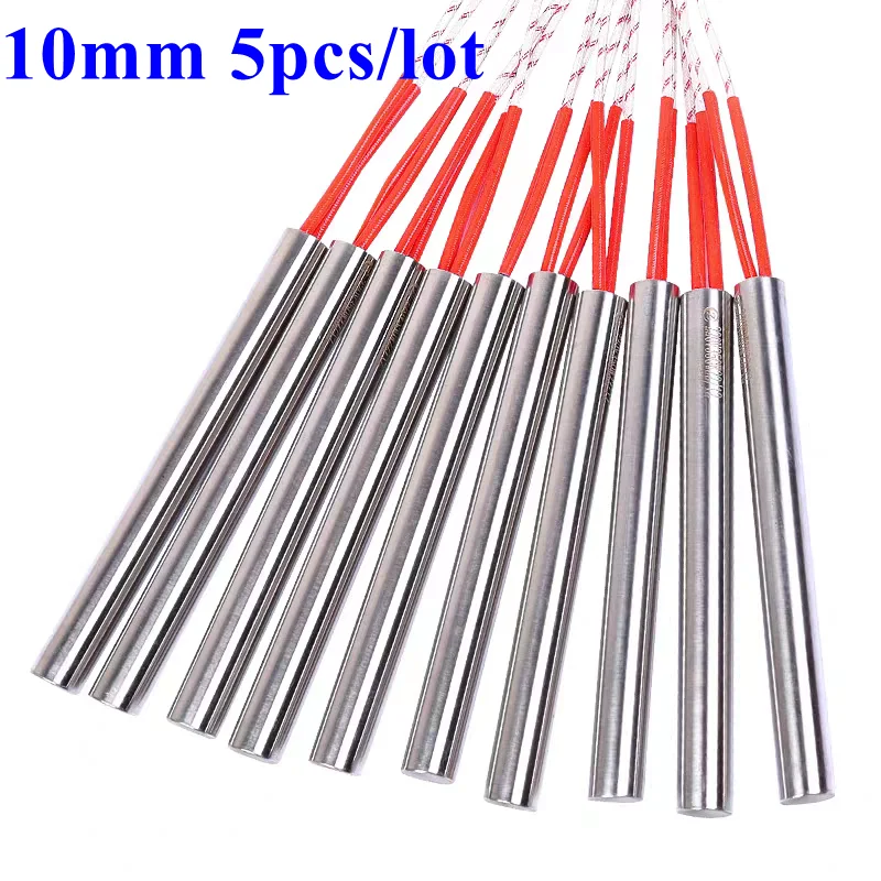 5 قطع 220 فولت 10 ملم ضياء. سخان خرطوشة كهربائية 10x60 10x80 10x100 10x120 10x150 10x200 مللي متر عنصر التدفئة الأنبوبي من الفولاذ المقاوم للصدأ #5