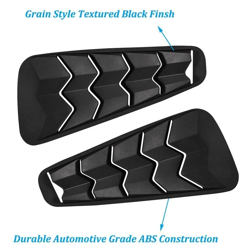 Quarter Side Window Louvers for Ford Mustang 2005-2014 Matte Black ABS Window Visor Cover Sun Rain Shade Vent（2PCS）