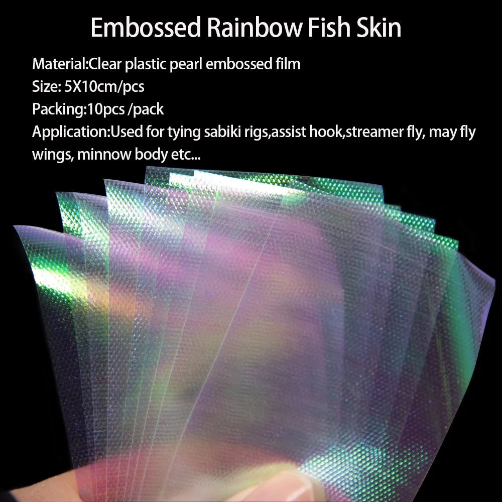 Embossed Flashback Rainbow Fish Skin Flash Film For Shrimp Sabiki Rig Fish Lures Jig Hook Saltwater Streamer Fly Tying Material