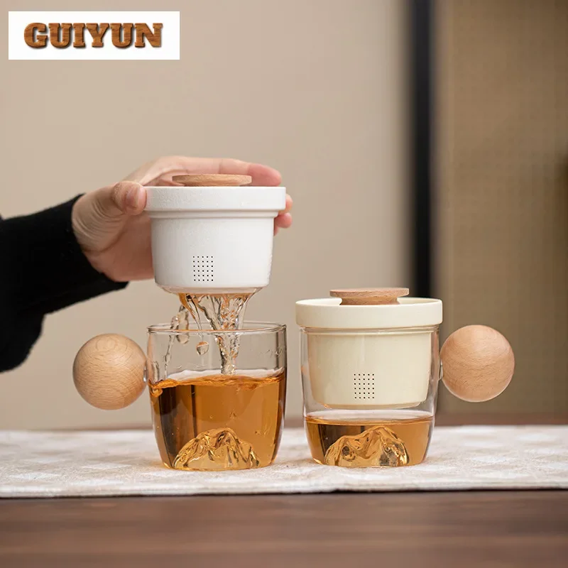 

200 мл эстетический светло-желтый фильтр, чашка-сепаратор для чая, чайная кружка ручной работы с заварочным устройством, бытовая чайница, офисная чашка для воды, набор чая