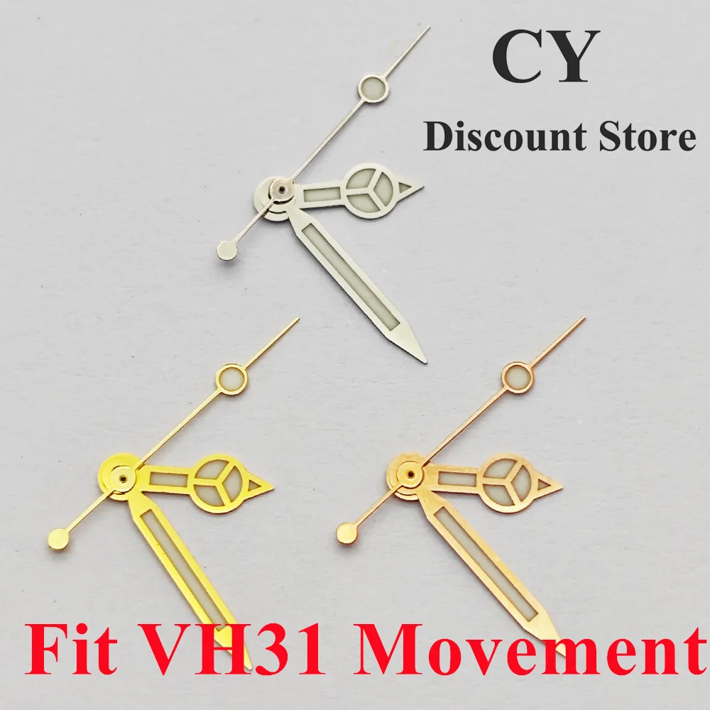RICHUS VH31 Watch Hands Silver 8mmX12mmX12.5mm Watch Hands Green Luminous Fit VH31 Movement Watch Accessories Parts