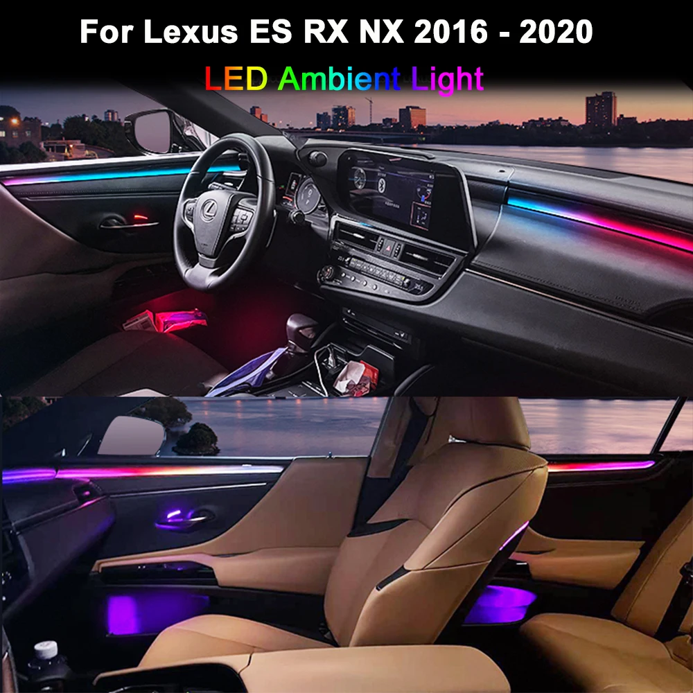 

Светодиодный окружающий свет для Lexus ES RX NX 2016 2017 2018 2019 2020, окружающий свет, 256 цветов, дверная панель, модификация интерьера