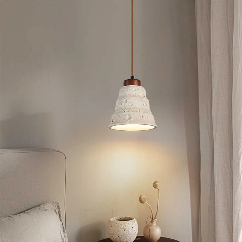 Nordic LED Hanging light retro yellow cave stone cement grey Hanging lamp suitable for bedroom side table balcony Chandelier