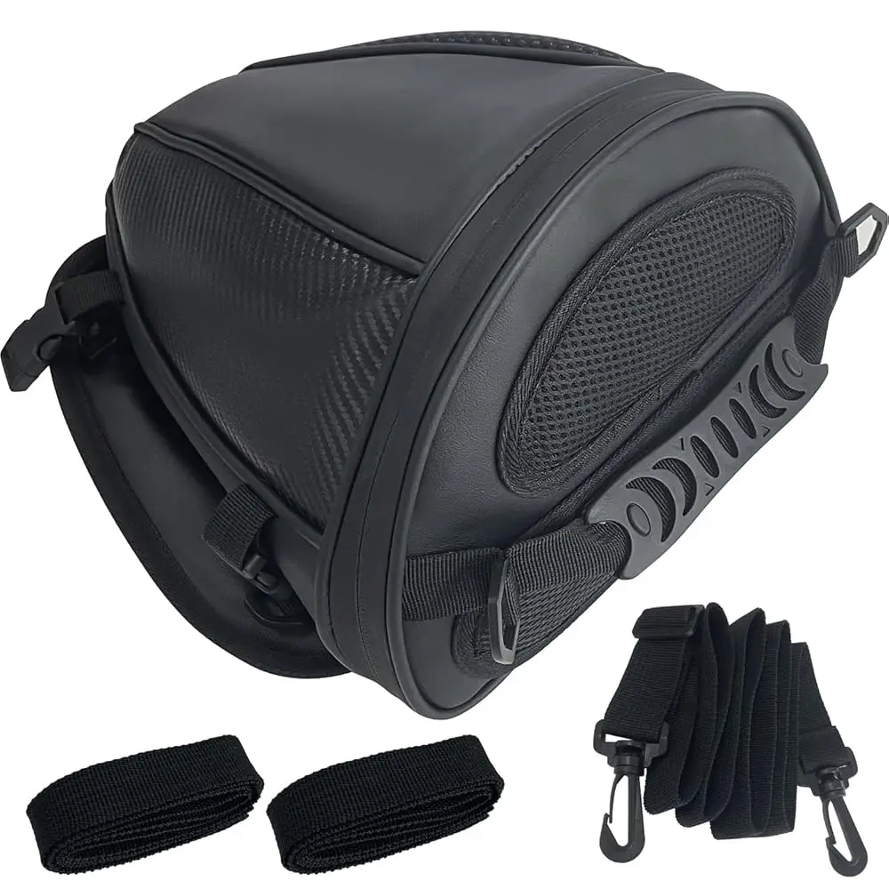 

Free Shipping Motorcycle Tail Bag Multifunctional Rear Seat Storage Saddle Bag Motorbike Tank Bag with Shoulder Strap, Black