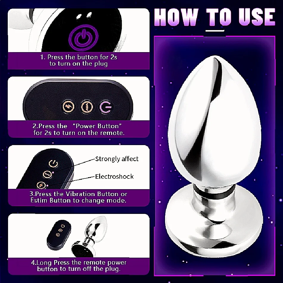 المكونات المعدنية الشرج التحكم عن بعد جهاز تدليك للبروستاتا الكبار لوازم بعقب المكونات هزاز الرجال النساء الجنس لعب صدمة كهربائية تهتز #4