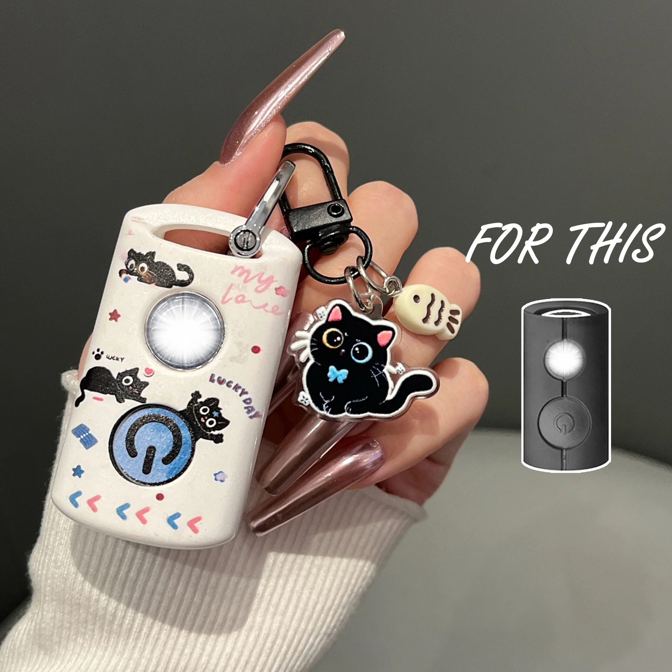 Tech Keychain Accessories - Cute Cat Smart Key Case for