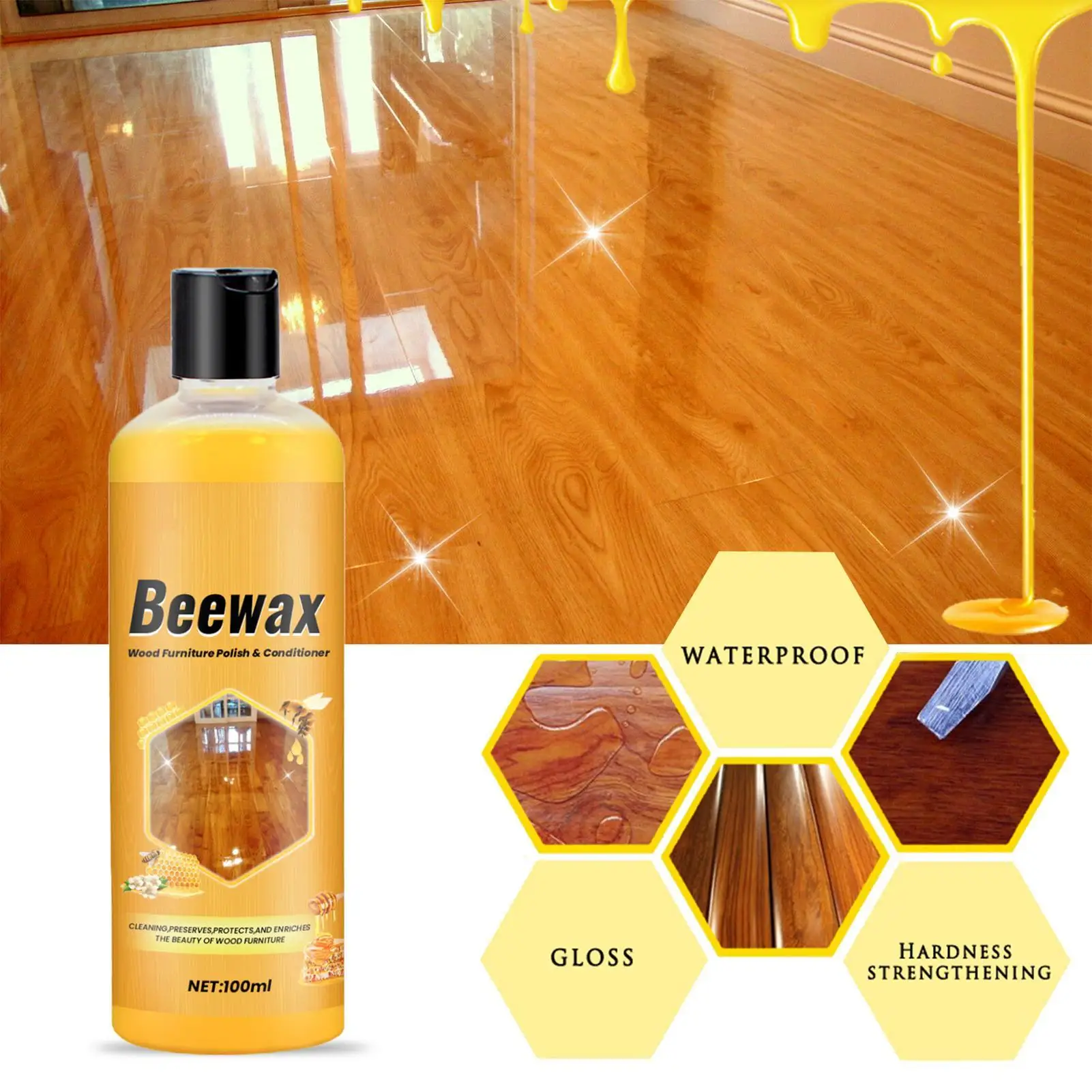 100ml Beeswax Wood Polish Spray Furniture Scratch Repair Floor Seasoning Wax Wood Care Natural Shine Waterproof Wood Care
