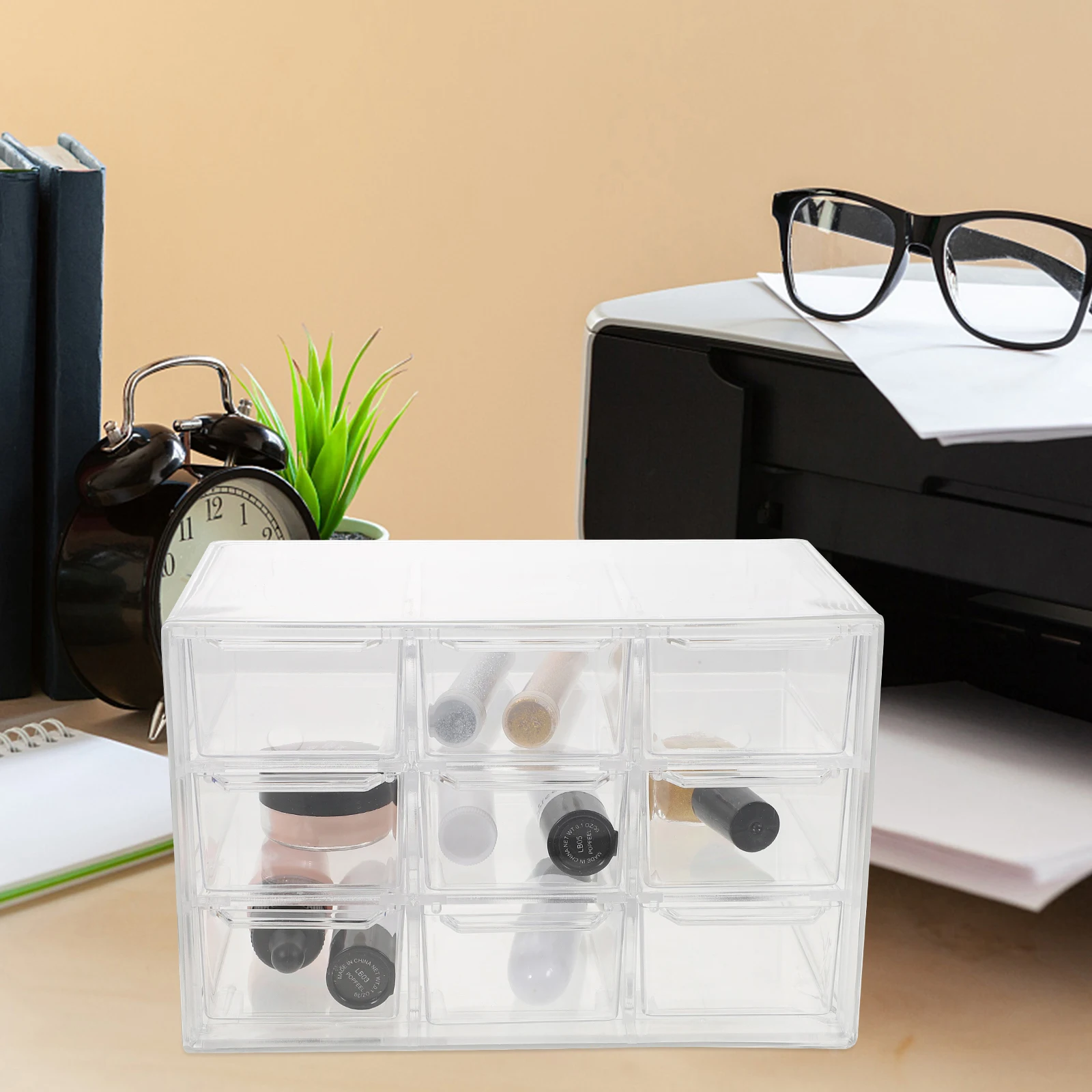 

Dust-proof Storage Box Drawers Tabletop Organizer Desktop with Transparent Stationery Container Office Plastic
