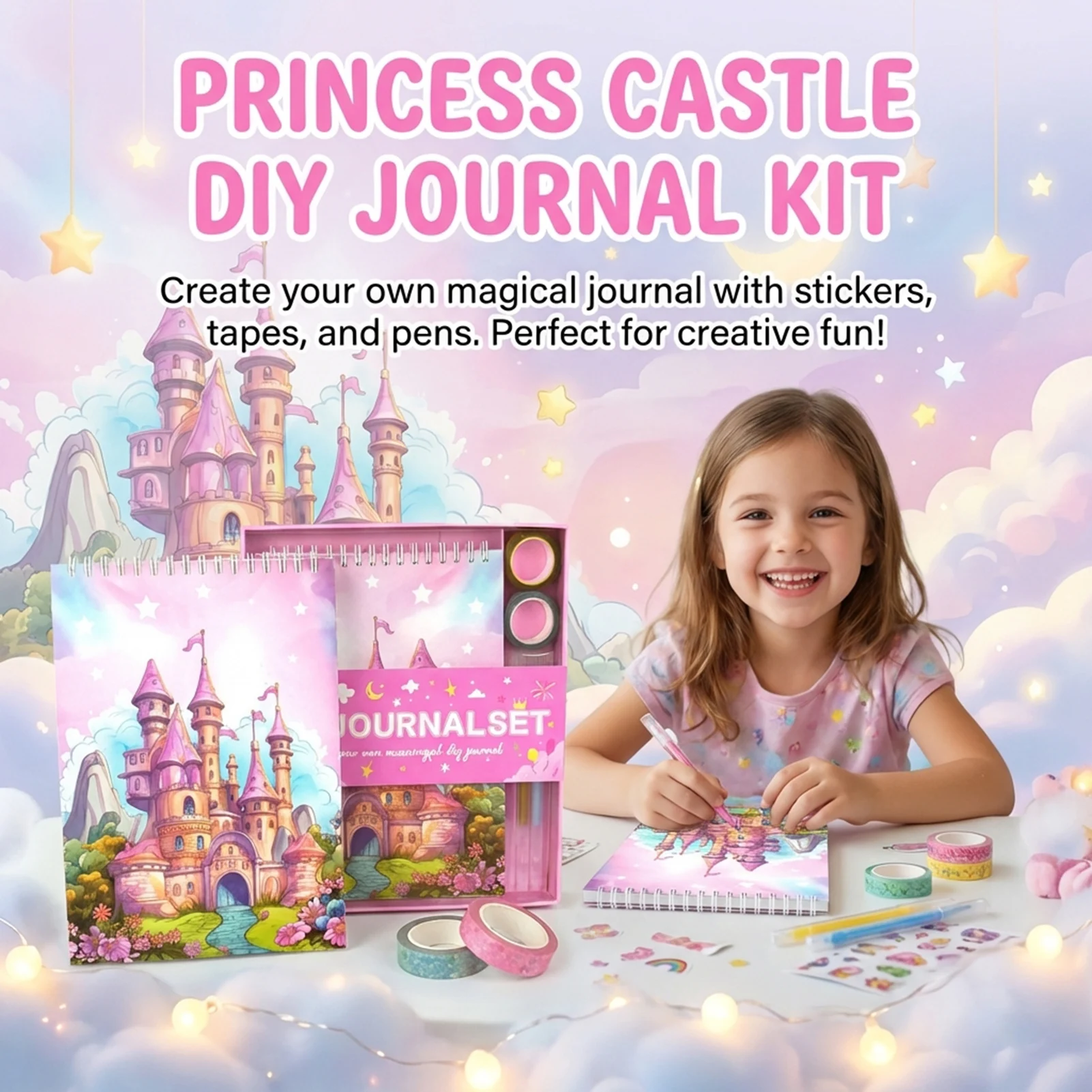 

Набор для творчества своими руками для детей: скрапбук с наклейками, рамками, маркерами и блестящей лентой, креативный подарочный набор для дневника