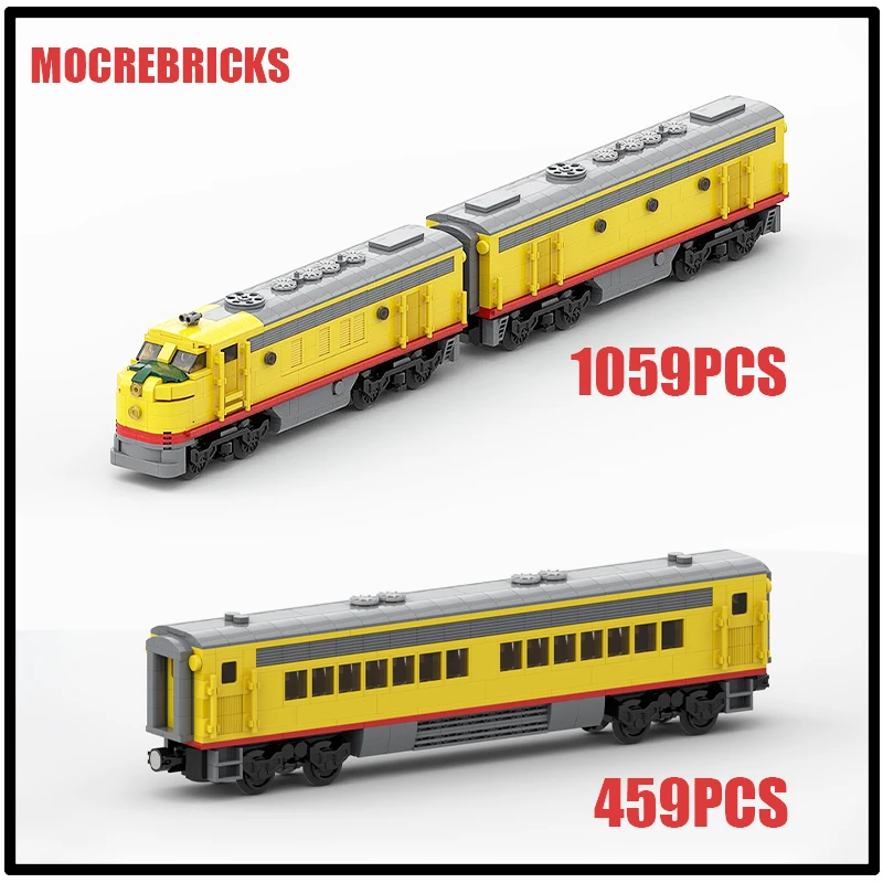 

MOC дизельный электрический локомотив Union Pacific EMD F7 поезда модель строительные блоки технология кирпичи детские игрушки подарки на день рождения