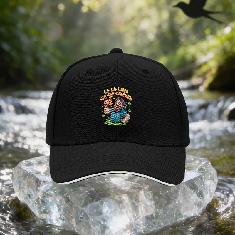 Pixel Chicken Baseball Cap with Sandwich - Adjustable Lightweight Suitable for Travel, Parties, Birthdays, Unisex Retro Pixel Ha