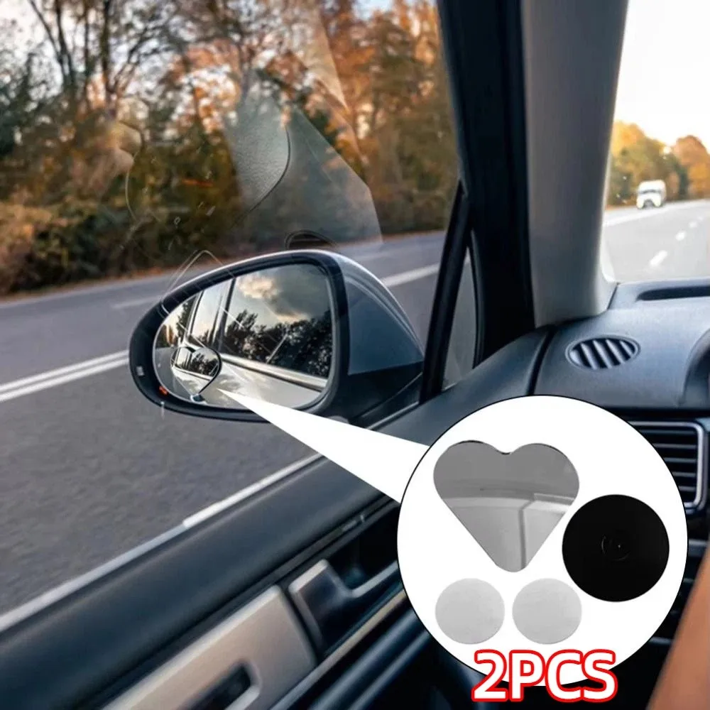 2Pcs 360 Degree Car Blindspot Mirror Multiple Shapes Adjustable Angle Blind Spot Mirrors Mini HD Wide Angle Rear View Mirrors