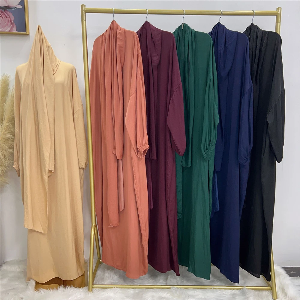 

Modest Hooded Hijab Dress Women Muslim Prayer Garment One Piece Abaya Robe Scarf Eid Mubarak Djellaba Islam Clothing Robe Caftan