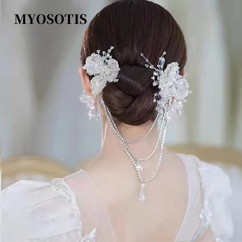 Hair Clips Bead Chain Modeling Clip Headdress Princess Bride Hair Accessories Wedding Women Banquet Head Jewelries