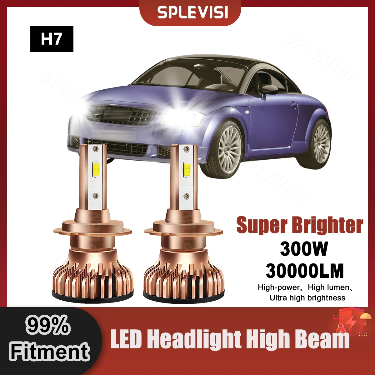 6000K H7 LED Headlight High Beam Bulbs For Audi TT MK1 8N 1998 1999 2000 2001 2002 2003 2004 2005 2006 Replace Car High Lights