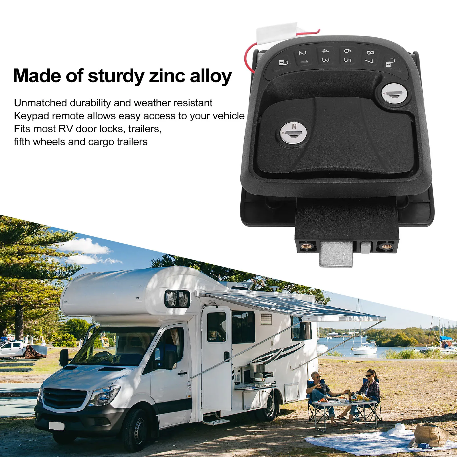 

Keypad RV Door Lock RV Door Lock Keyless Entry Remote Control Keypad Zinc Alloy Trailer Door for Trailers Motorhomes