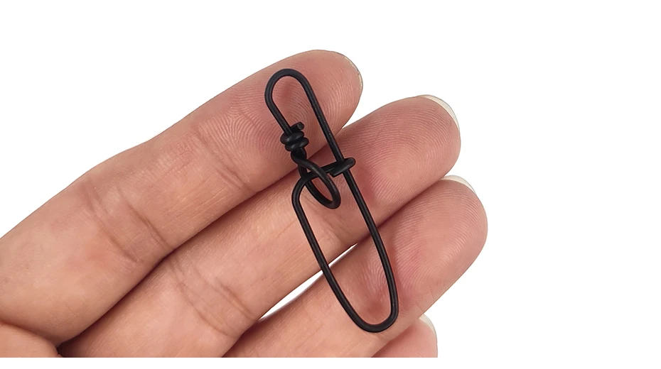 20pcs Black Fishing Snap Swivels Double Insurance Inside Lock Snap Stainless Steel Fishing Swivel Hook Lure Fishing Connector