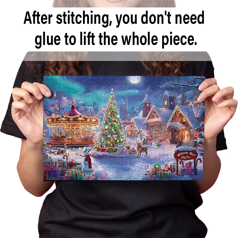 علبة مكونة من 1000 قطعة ألغاز للبالغين بتصميم قويم عيد الميلاد - مقاومة للخدش، تحدي، مناسبة للبالغين، عائلة #5