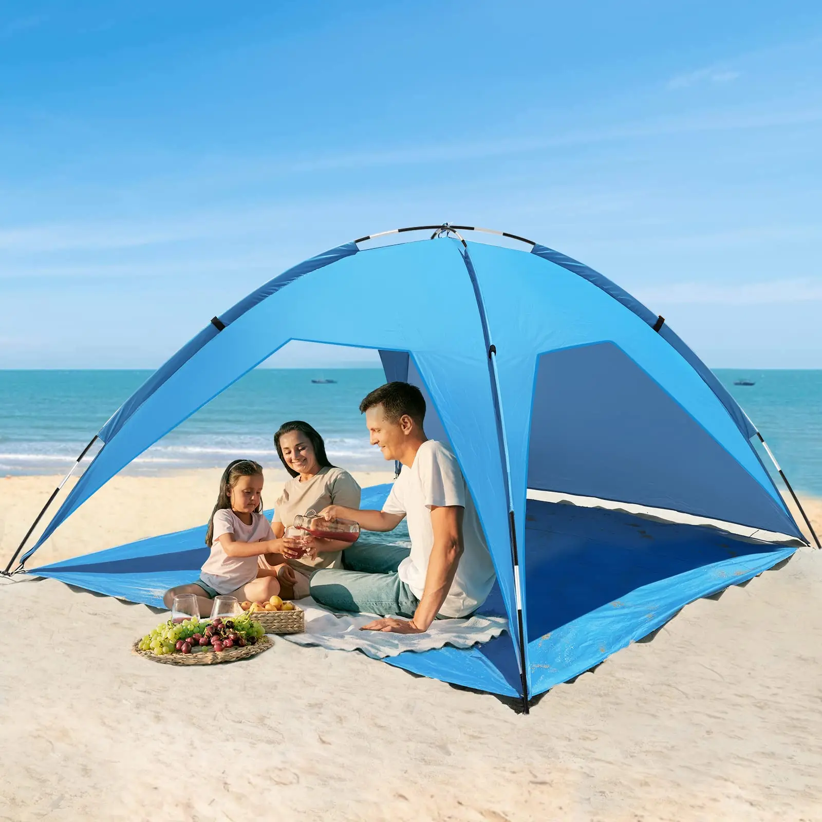 

Beach Shelter, UV 50+ Protection, Wind Protection, Outdoor Garden Tent for 3-4 People, Families, Sun Protection, Beach Tent