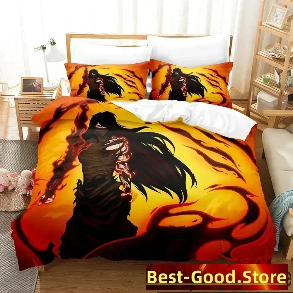 

Anime Bleach Kurosaki Ichigo Bedding Set Printed Bed Set With Pillowcase Bed Duvet Cover Soft Queen King Size Bedclothes Home