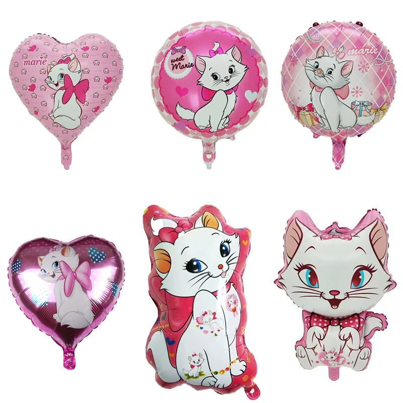 Disney Marie Cat Cartoon Balloons Kids Baby Happy Birthday Party Decoration Aluminum Film Latex Foil Balloons Kids Toys