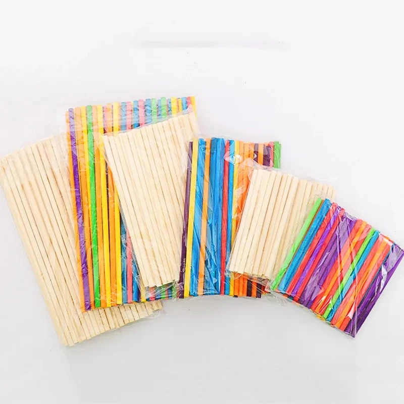 25-50pcs Round Wooden Stick For Craft Food Ice Lollies And Model Making Cake Dowel Kids DIY Building Model Tools 10/15/20/30cm