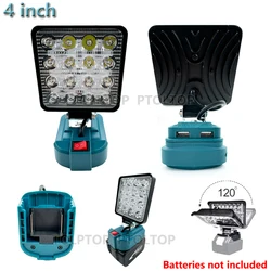 4 inch Cordless Outdoor Work Light For Makita 14.4V-18V Li-ion Battery With Dual USB Flashlight Camping Lamp Emergency Lighting