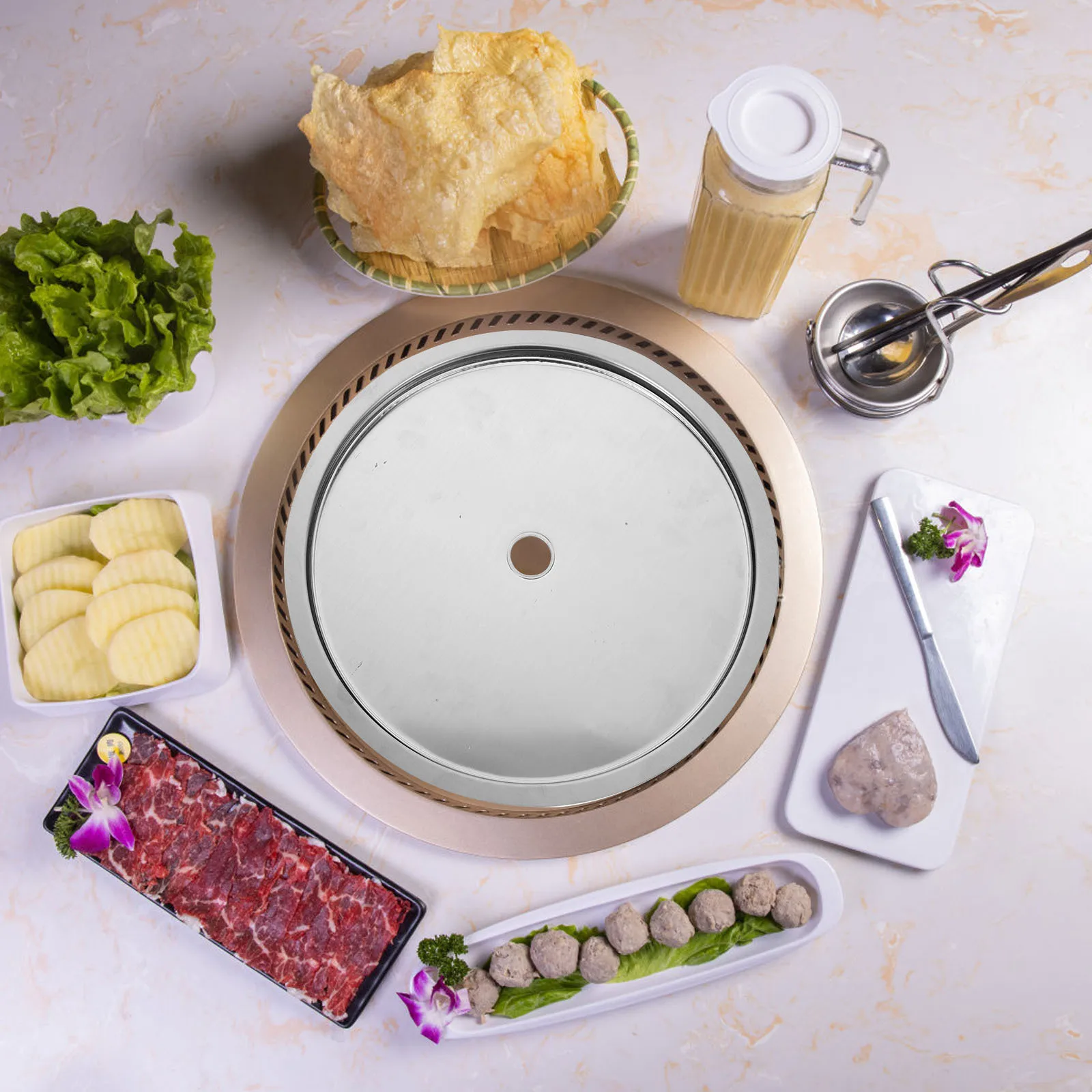 

1Set Stainless Steel Induction Cooker Sinking Ring Heat Diffuser Plate Induction Cooktop Adapter Hot Pot Table Repair Hole