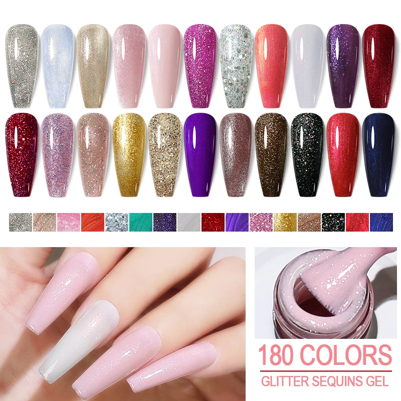 Arte clavo colorido glitter série 8ml uv gel unha polonês lantejoulas gel unha polonês embeber fora uv gel verniz arte do prego gel polonês diy