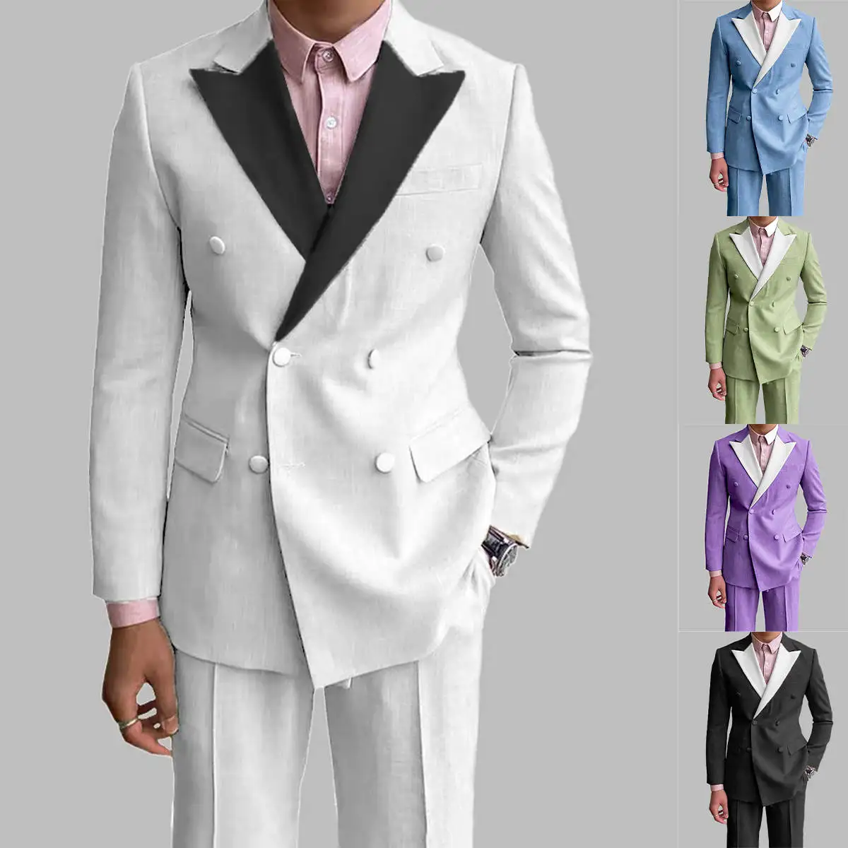 Formal Mens Wedding Tuxedos 2 Pieces Peaked Lapel Double Breasted Groom Wear Dinner Business Birthday Party Ceremony Outfits