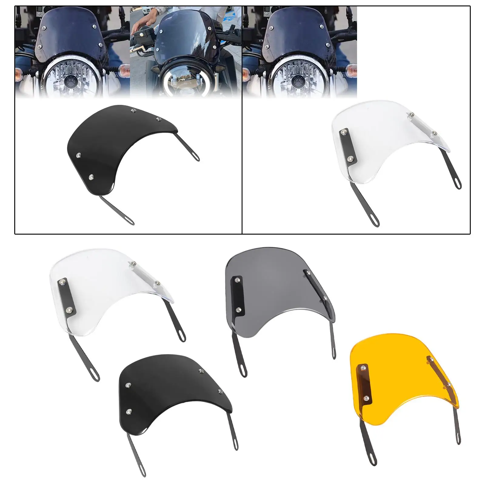 Motorcycle Windshield Easy Installation Lightweight Front Flyscreen Wind Deflector for E Scooters Mopeds 5