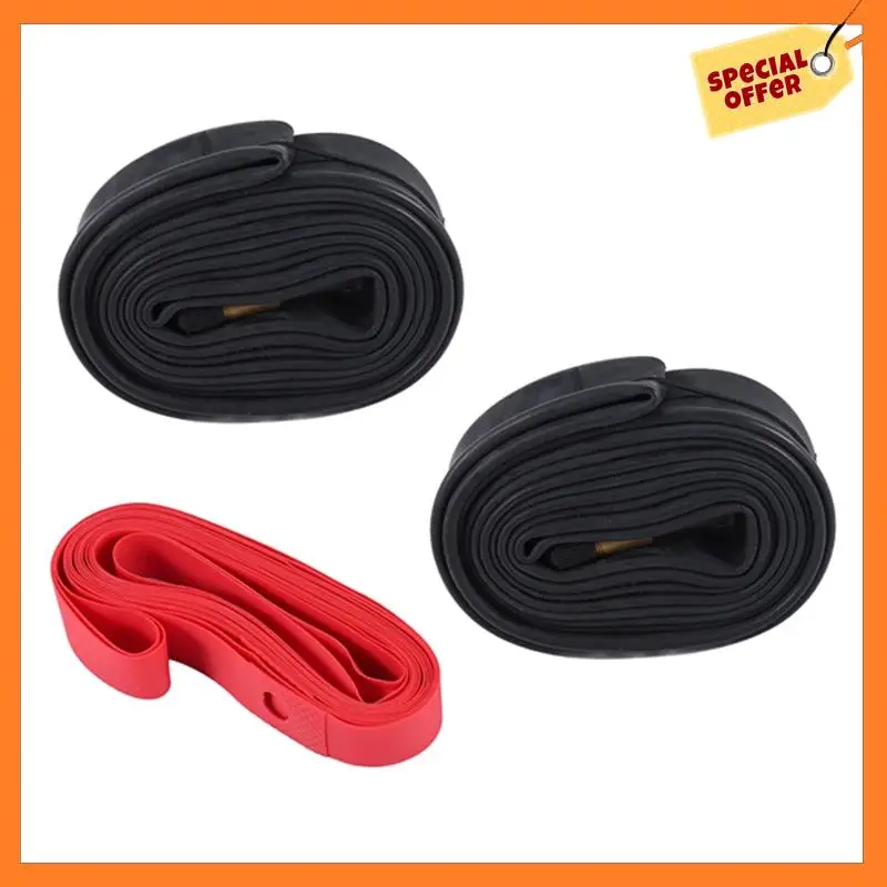 

AD08-2Pack 700X35-43C Велосипедная камера с 2 ободными полосами Клапан Шредера Резиновая велосипедная трубка для шоссейного велосипеда 700C