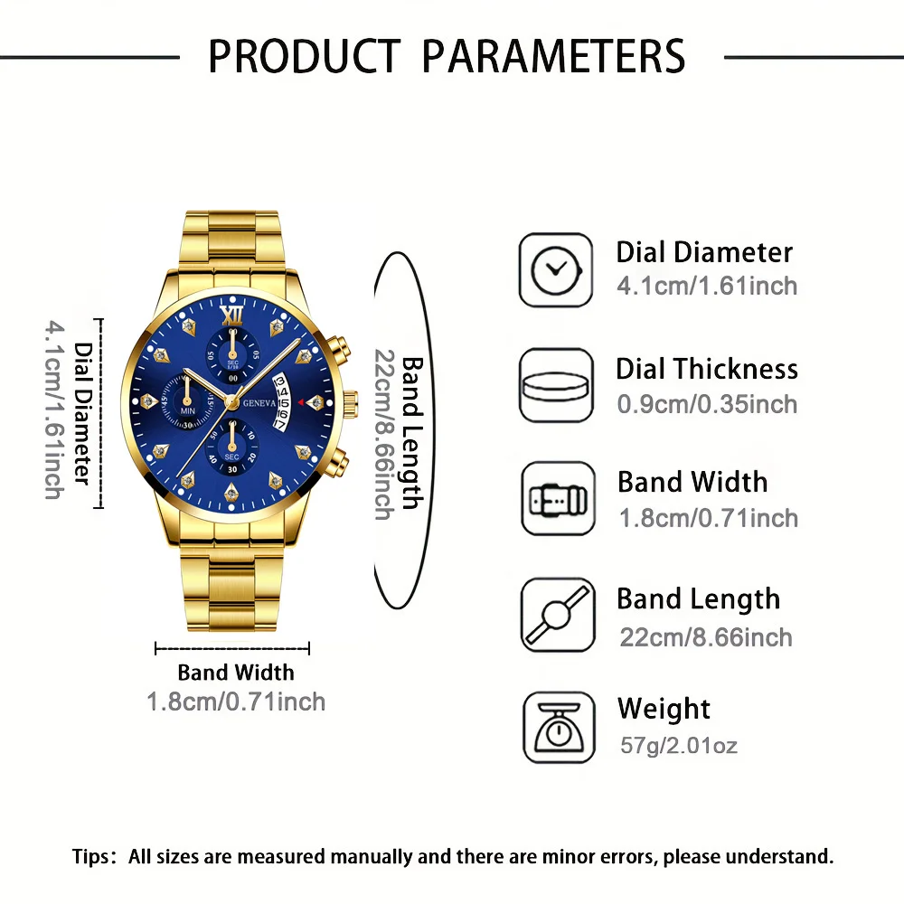 2pc men's fashionable quartz watch and versatile accessory set for daily wear as gifts for friends and family
