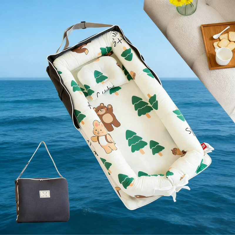 

Новая складная детская кроватка-манеж 2026 года на одно плечо, дышащая, для путешествий, с сумкой для хранения и съемным чехлом, который можно стирать