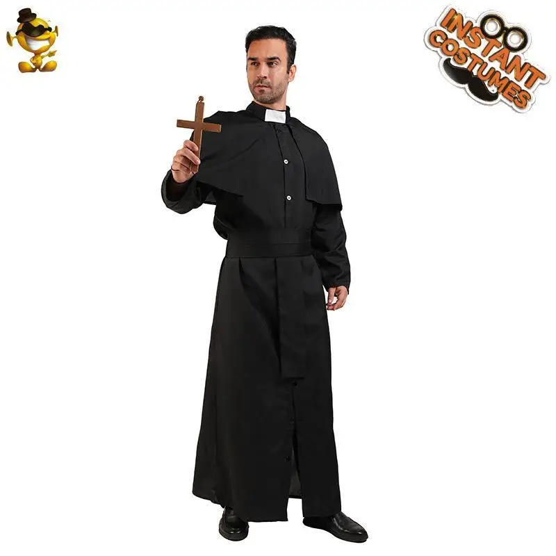 

loween Adult Priest Costume Stage Performance Suit Role-plang Cross-border holic Godfather Outfit Women's Evening Dr