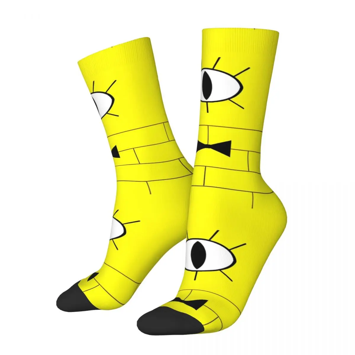 Cool Bill Cipher Gravity Fall Inspired Graphic Basketball Socks Polyester Crew Socks for Women Men Breathable