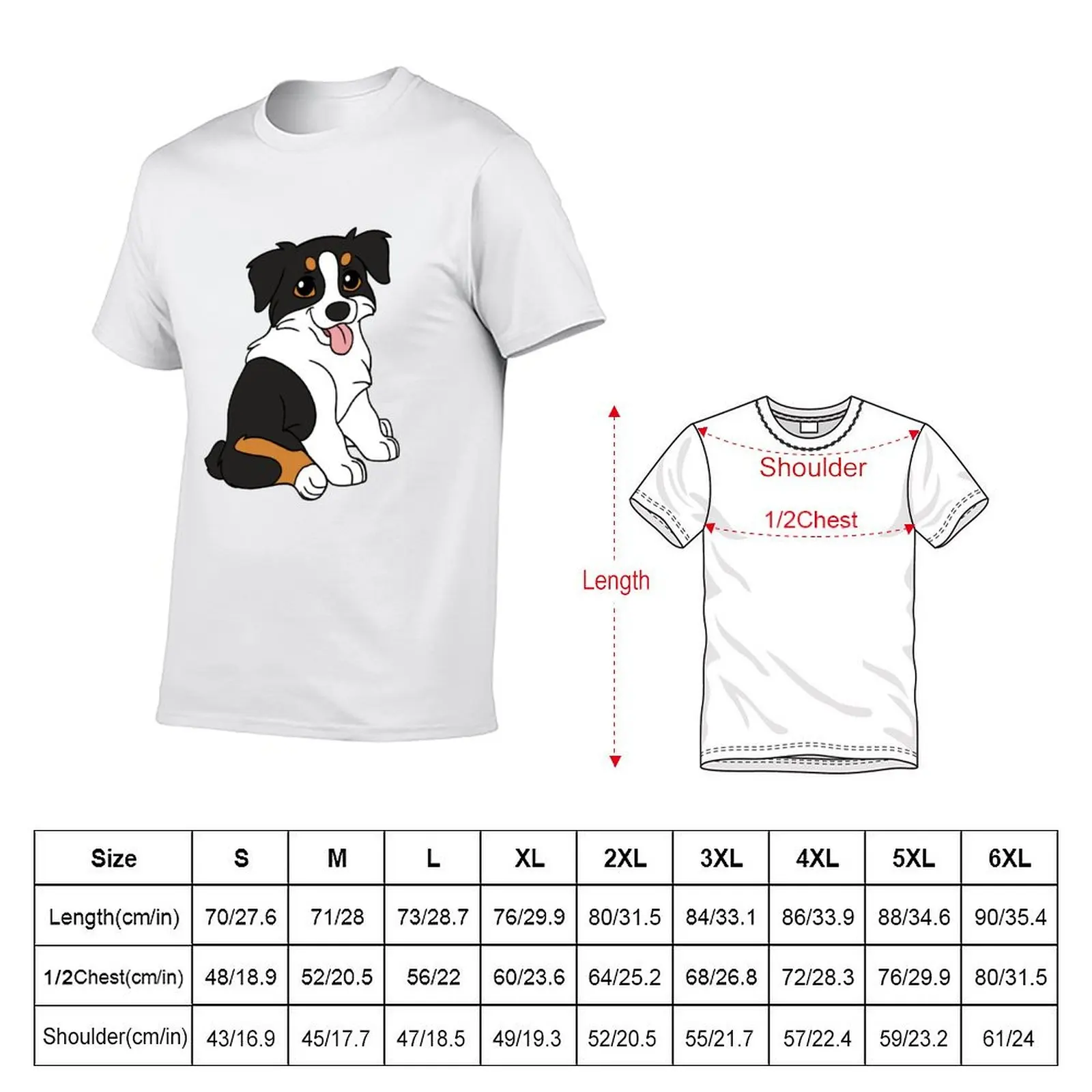 Australian Shepherd Black Tri Aussie T-Shirt Minimalist Plain Crew Neck T-Shirt
