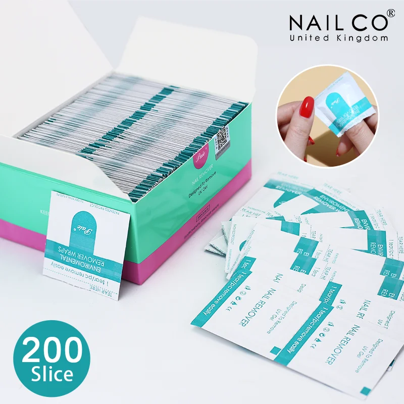 NAILCO-مزيل الشحوم لإزالة طلاء الأظافر ، مناديل خالية من النسالة للتقليم ومنظف الأظافر ، 200 قطعة ، مزيل طلاء الأظافر بالأشعة فوق البنفسجية