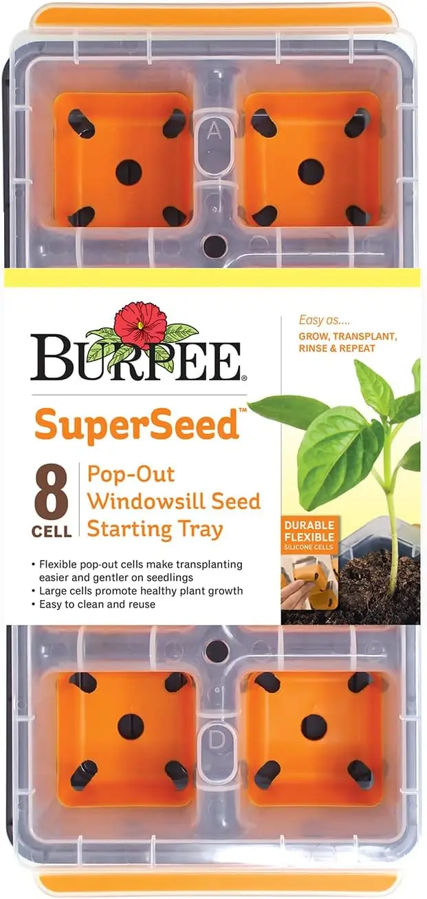 

8-Cell Seed Starter Tray for Windowsill, Reusable & Dishwasher Safe, Perfect for Vegetables, Flowers & Herbs
